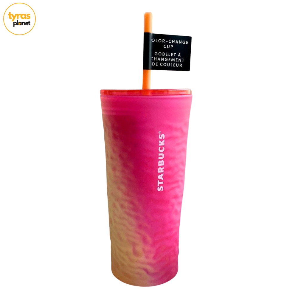 Starbucks Summer 2025 Color Changing Textured 18 Oz Glass Cup | Pink - NEW